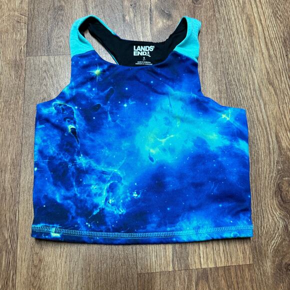 Lands End Girls Galaxy Cosmos Tie Dye Longline Tankini Swim Top Size Small 6-7 - Picture 1 of 6